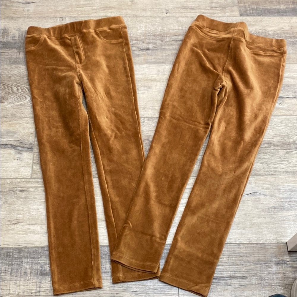 Kidpik Tan Velvet Ribbed Leggings Child Medium NWT